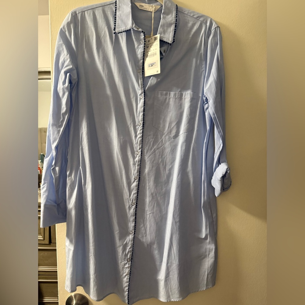 Zara Sky Blue Button Down Shirt
